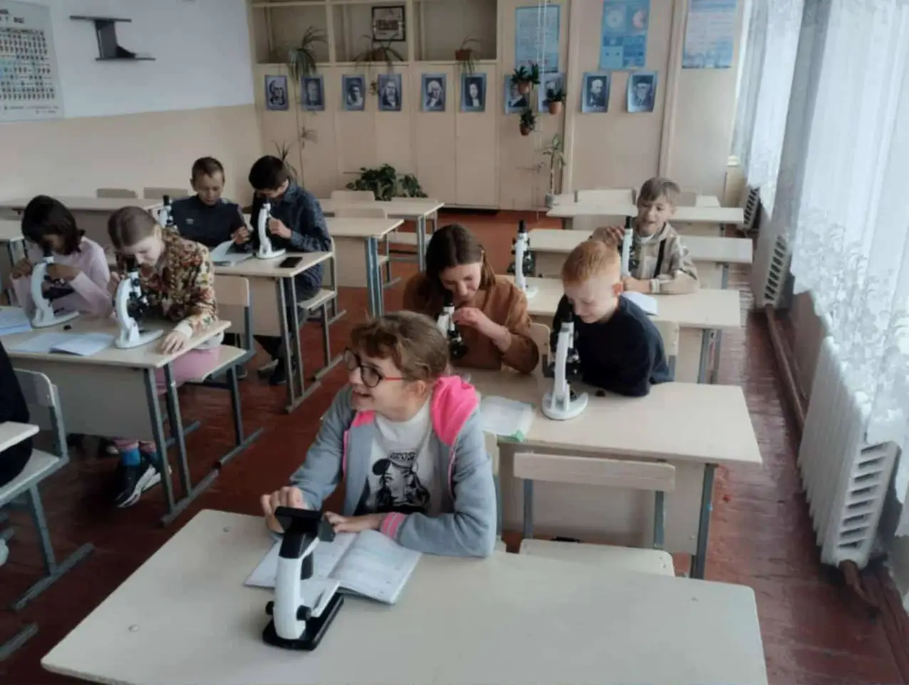 A fully equipped science lab with microscopes